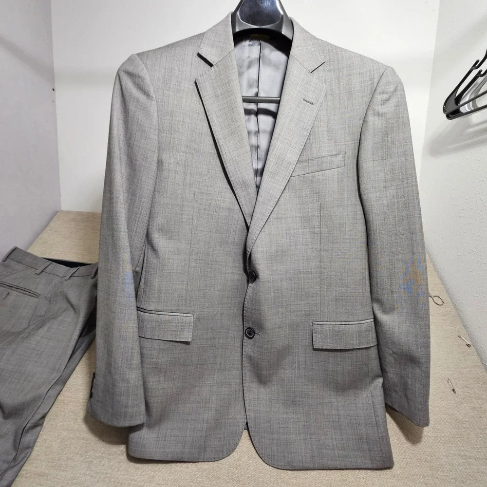 Brooks Brothers 346 Suit Mens 40R Grey Regent Fit Sharkskin Wool Double Vent